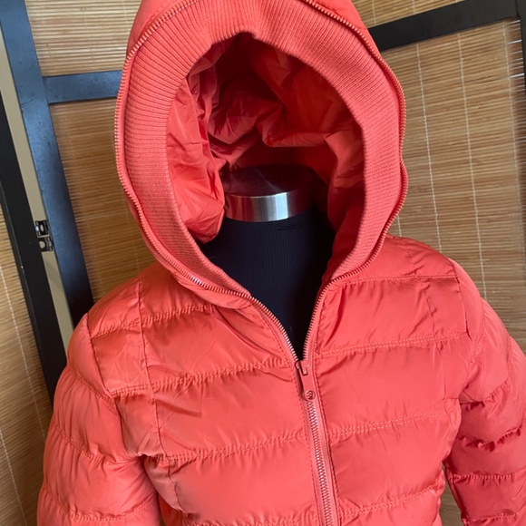 Women’s Red-orange Mudo FTS64 Puffer Jacket with hood Small - Picture 2 of 5